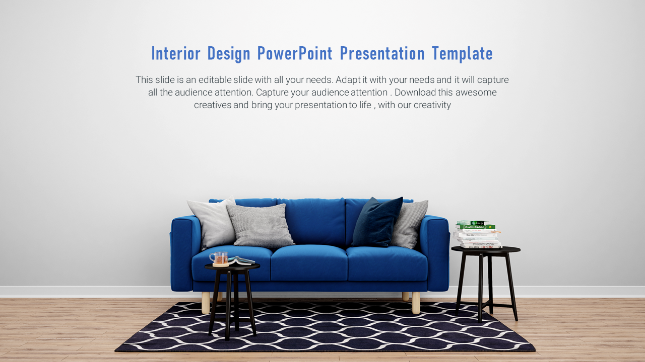 Interior Design PowerPoint Presentation Template With Living Room